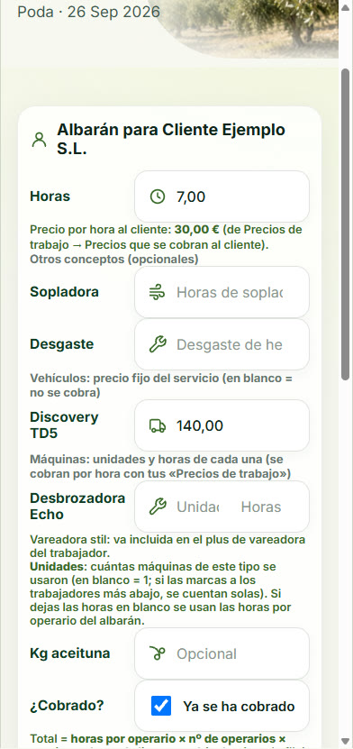Generar albarán