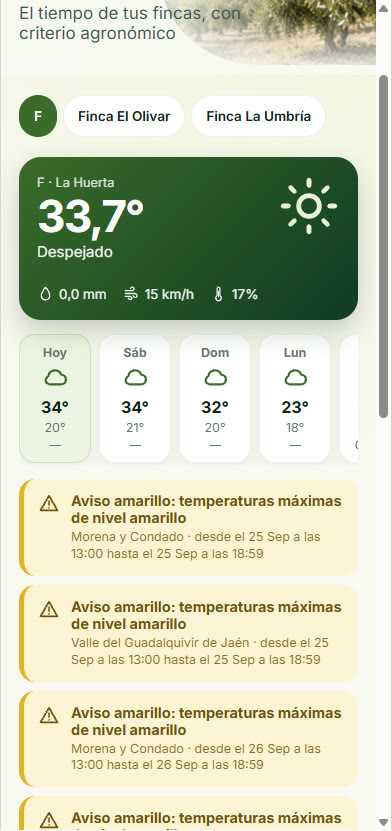 El tiempo en tu finca