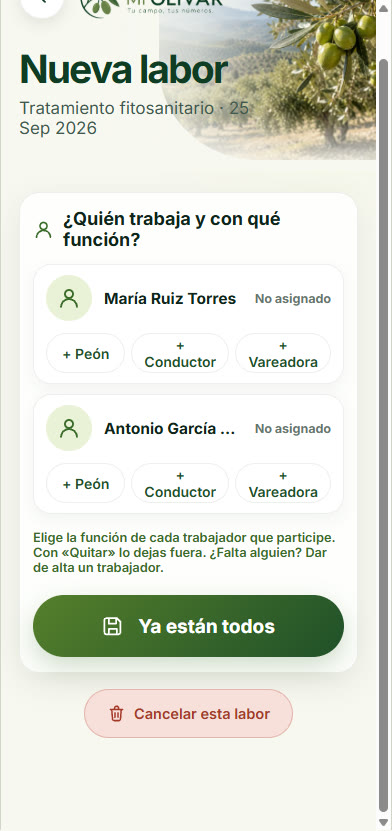 Asignar trabajadores a una labor