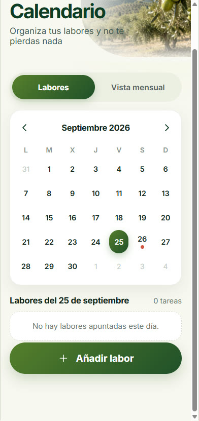 Calendario, vista de labores