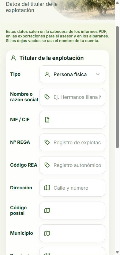 Configuración, datos