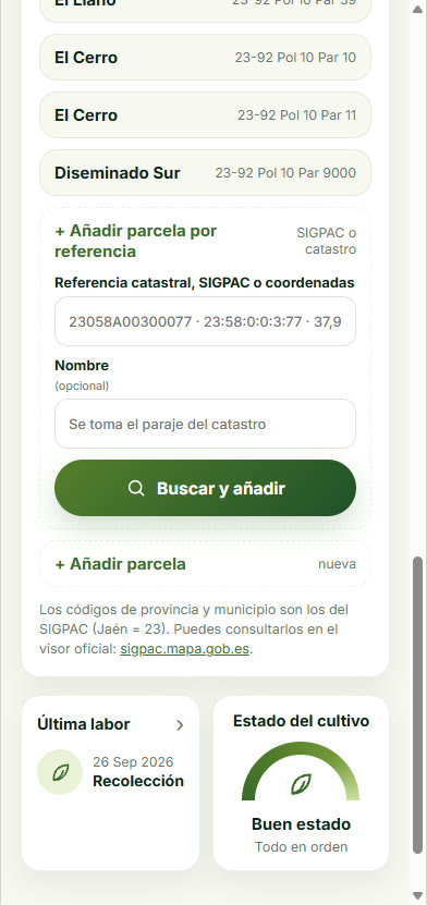 Añadir parcelas
