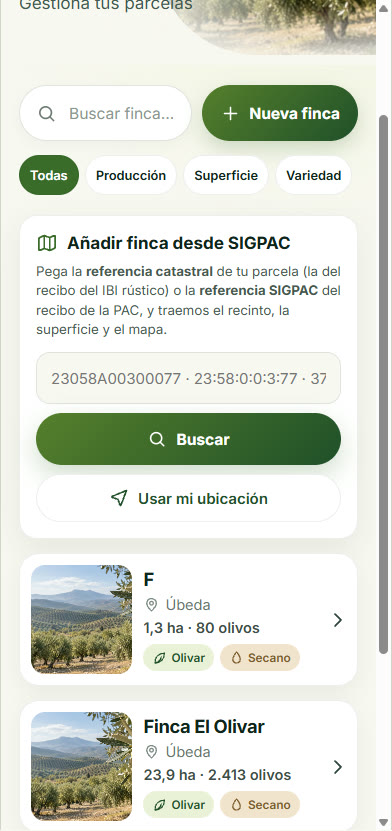 Lista de fincas